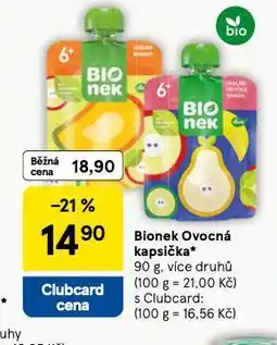 Tesco Bionek ovocná kapsička nabídka