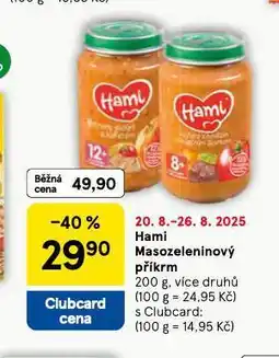 Tesco Hami masozeleninový příkrm nabídka