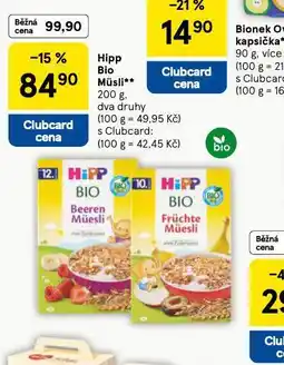 Tesco Hipp bio müsli nabídka