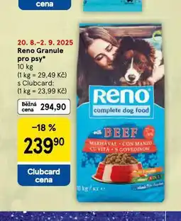Tesco Reno granule pro psy nabídka