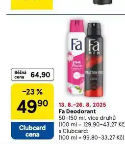 Tesco Fa deodorant nabídka