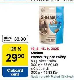 Tesco Shelma pochoutky pro kočky nabídka