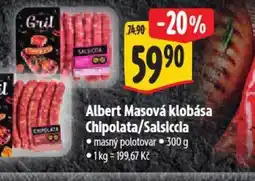 Albert Albert Masová klobása Chipolata/Salsiccia nabídka