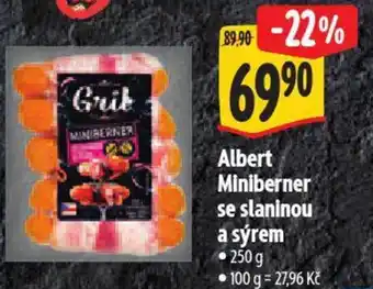 Albert Albert Miniberner se slaninou a sýrem nabídka