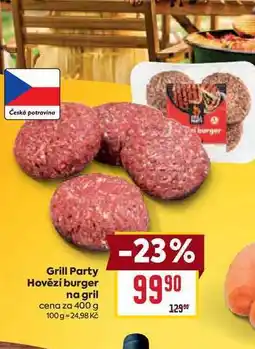 Billa Grill Party Hovězí burger na gril cena za 400 g nabídka