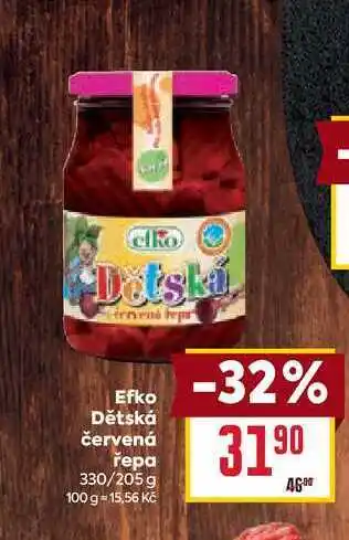 Billa Efko Dětská červená řepa 330/205 g nabídka