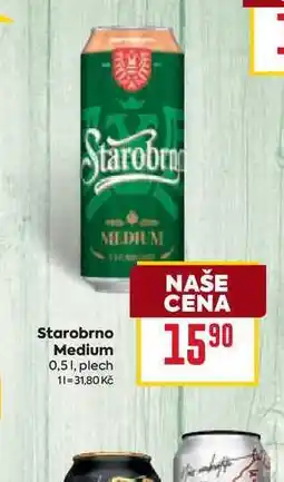 Billa Starobrno Medium 0,51, plech nabídka