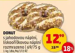 Penny Market DONUT s jahodovou náplní, lískooříškovou náplní rozmrazeno, 69/75 g nabídka