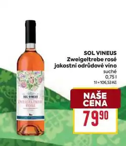 Billa SOL VINEUS Zweigeltrebe rosé jakostní odrůdové víno suché 0,75l nabídka