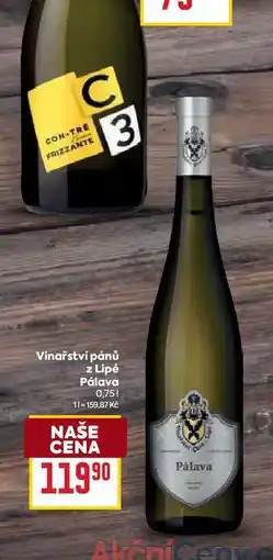 Billa Vinařství pánů z Lipé Pálava 0,75l nabídka