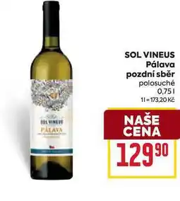 Billa SOL VINEUS Pálava pozdní sběr polosuché 0,75l nabídka