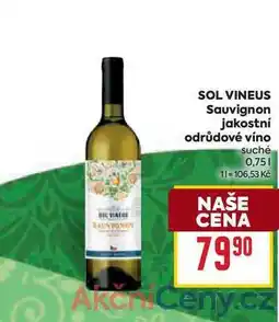 Billa SOL VINEUS Sauvignon jakostní odrůdové víno suché 0,75l nabídka