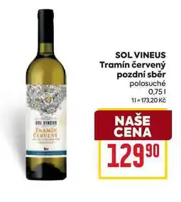 Billa SOL VINEUS Tramín červený pozdní sběr polosuché 0,75l nabídka