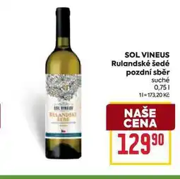 Billa SOL VINEUS Rulandské šedé pozdní sběr suché 0,75l nabídka