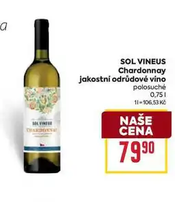 Billa SOL VINEUS Chardonnay jakostní odrůdové víno polosuché 0,75l nabídka