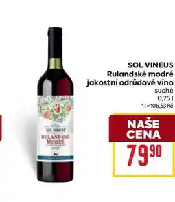 Billa SOL VINEUS Rulandské modré jakostní odrůdové víno suché 0,75l nabídka