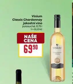 Billa Vinium Classic Chardonnay jakostní víno polosuché, 0,75l nabídka