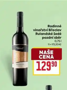 Billa Rodinné vinařství Břeclav Rulandské šedé pozdní sběr 0,75l nabídka