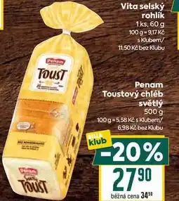 Billa Penam Toustový chléb světlý 500 g nabídka