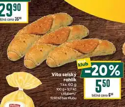 Billa Vita selský rohlík 1ks, 60 g nabídka