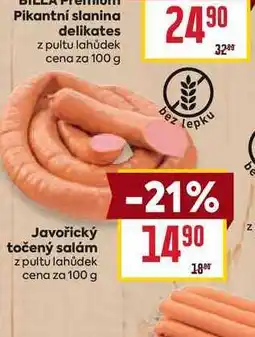 Billa Pikantní slanina delikates z pultu lahůdek cena za 100 g nabídka