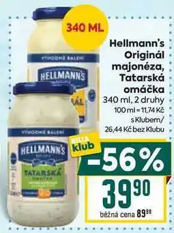 Billa Hellmann's Originál majonéza, Tatarská omáčka 340 ml nabídka
