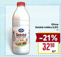 Billa Olma Selské mléko 3,9% 1l nabídka