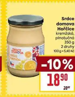 Billa Srdce domova Hořčice kremžská, plnotučná 350 g nabídka