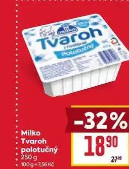 Billa Milko Tvaroh polotučný 250 g nabídka