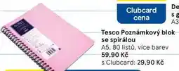 Tesco Tesco Poznámkový blok se spirálou A5, 80 listů, více barev nabídka