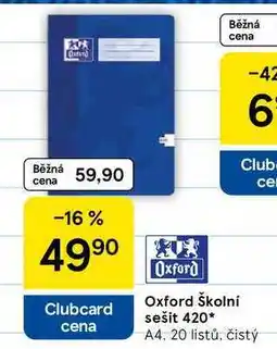 Tesco Oxford Školní sešit 420, A4, 20 listů, čistý nabídka