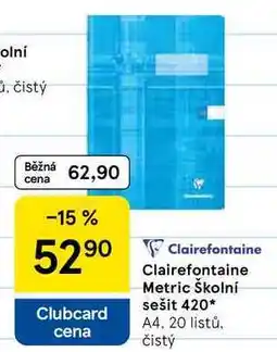 Tesco Clairefontaine Metric Školní sešit 420, A4, 20 listů. čistý nabídka