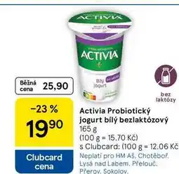 Tesco Activia Probiotický bez laktózy jogurt bílý bezlaktózový, 165 g nabídka