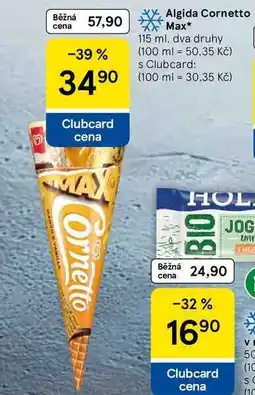 Tesco Algida Cornetto Max, 115 ml, dva druhy nabídka