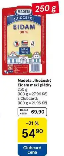 Tesco Madeta Jihočeský Eidam maxi plátky, 250 g nabídka