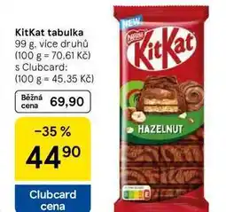 Tesco KitKat tabulka, 99 g, více druhů nabídka