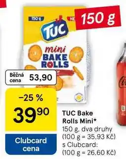 Tesco TUC Bake Rolls Mini, 150 g, dva druhy nabídka
