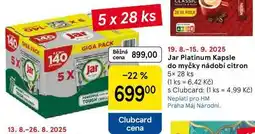 Tesco Jar Platinum Kapsle do myčky nádobí citron, 5x 28 ks nabídka