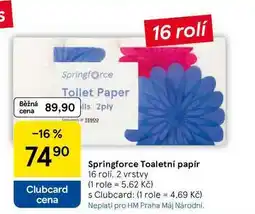 Tesco Springforce Toaletní papír, 16 rolí, 2 vrstvy nabídka