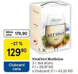 Tesco Vinařství Mutěnice, 3 l, dva druhy nabídka