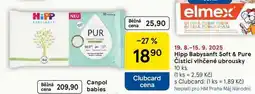 Tesco Hipp Babysanft Soft & Pure Čisticí vlhčené ubrousky, 10 ks nabídka