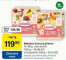 Tesco Babybio Ovocný příkrm, 4x 90 g. více druhů nabídka
