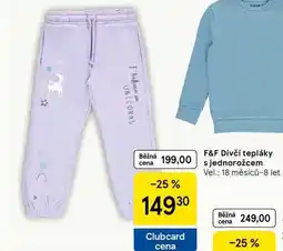 Tesco F&F Dívčí tepláky s jednorožcem Vel.: 18 měsíců-8 let nabídka