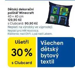 Tesco Dětský dekorační polštář Minecraft, 40 x 40 cm nabídka