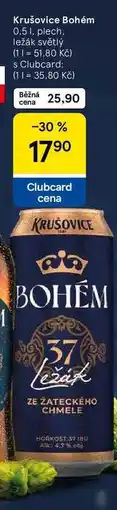 Tesco Krušovice Bohém, 0,5 1. plech. ležák světlý nabídka