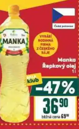 Billa Manka Řepkový olej nabídka