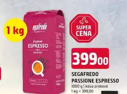 Terno Segafredo passione espresso 1000 g káva zrnková nabídka