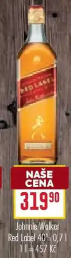 Billa Johnnie Walker Red Label 40% 0,7 l nabídka