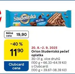 Tesco ORION STUDENTSKÁ PEČEŤ Oplatka nabídka