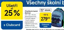 Tesco Předškolní batoh Batman nabídka